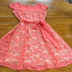 Danny and Nicole crochet lace dress.  Coral color.  Size 4.  Great condition.
